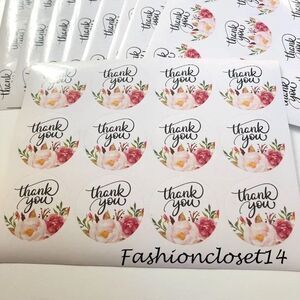 108 thank you stickers flowers NEW